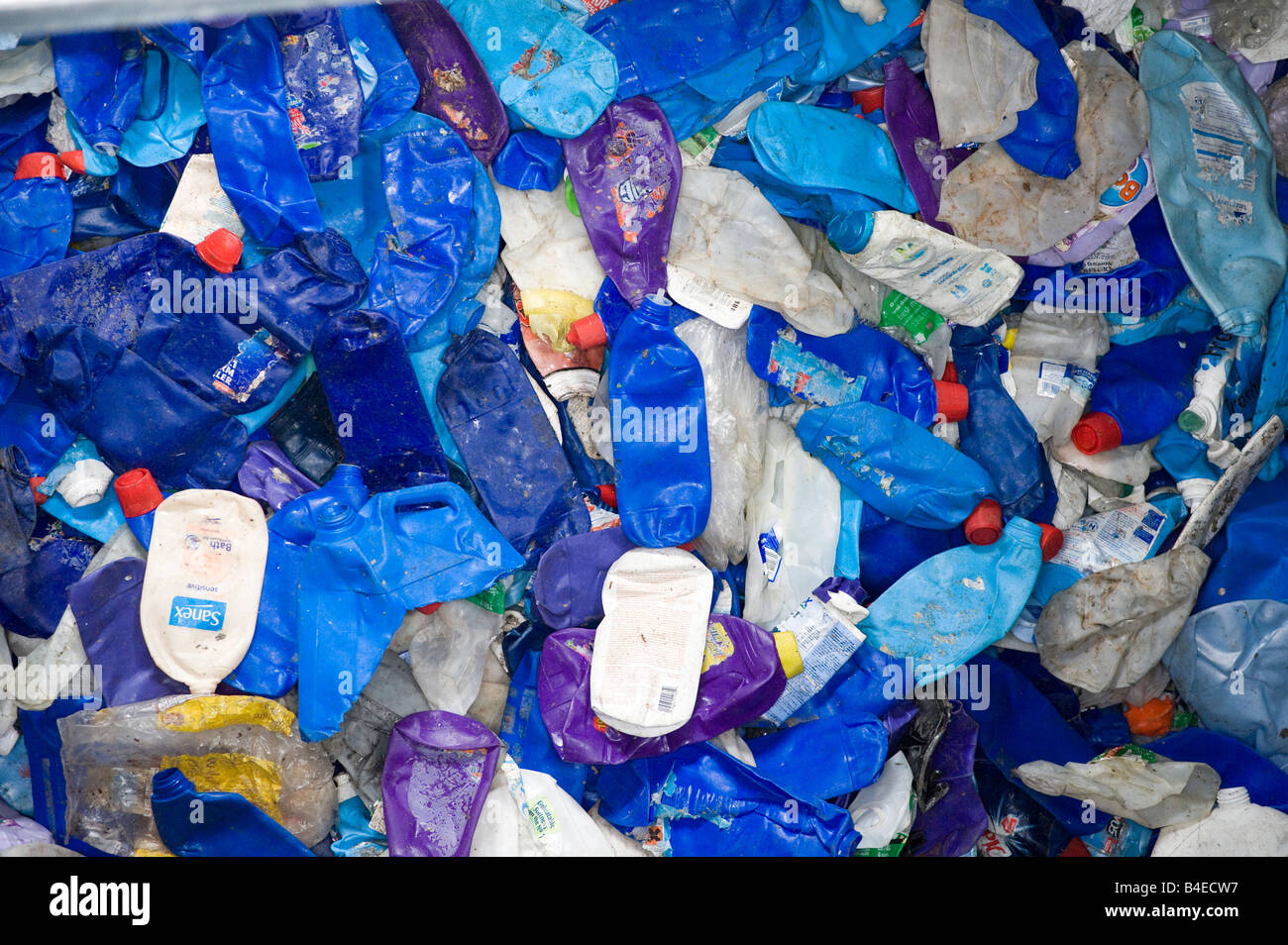 Plastics being sorted in a waste recycling plant in the uk Stock Photo