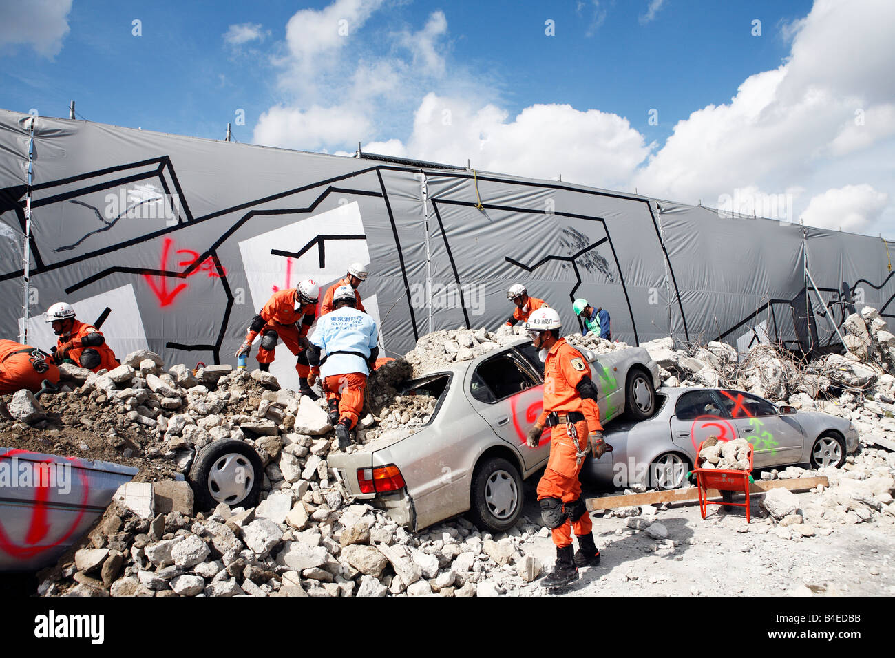 Earthquake simulation Stock Photo