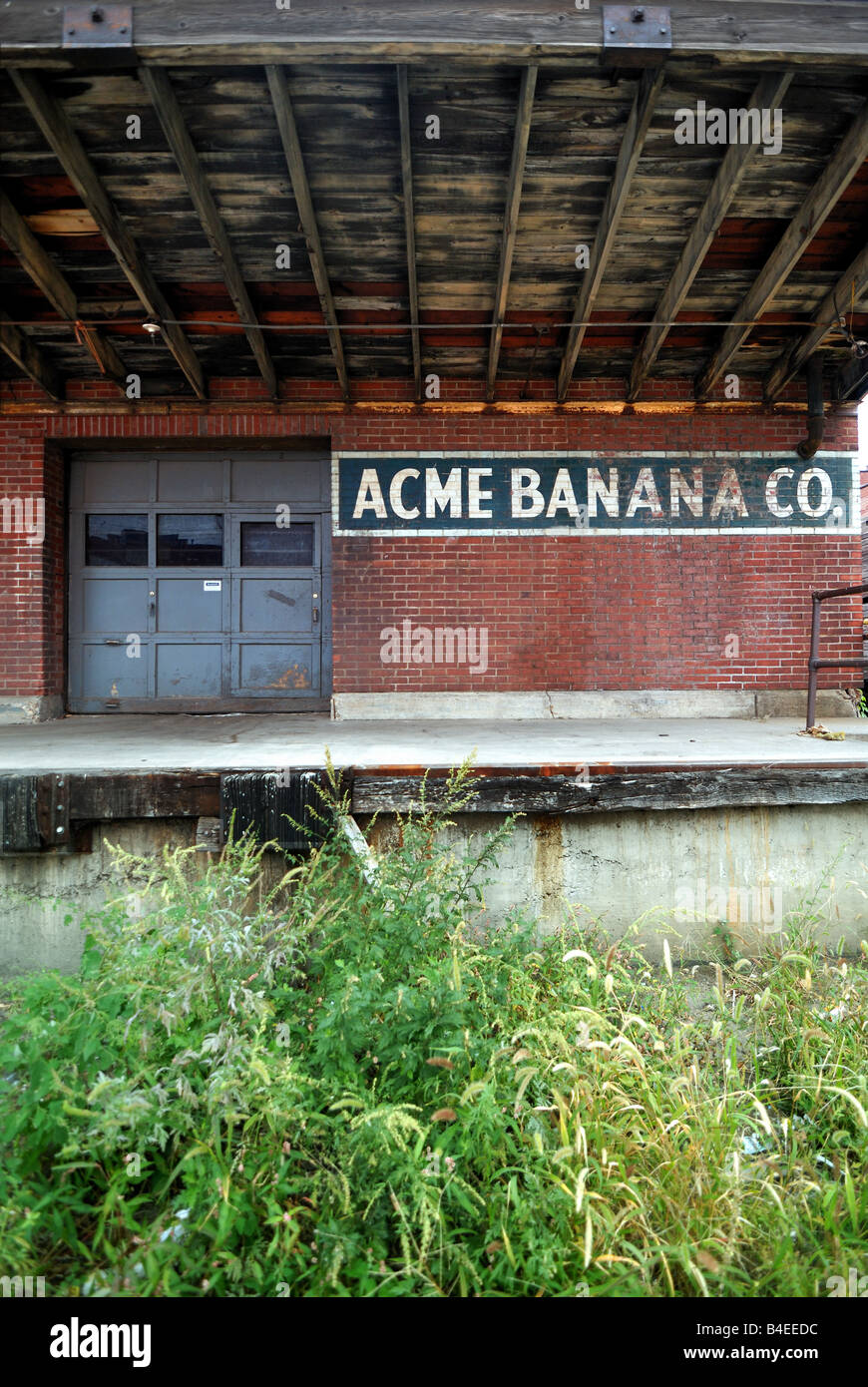 The loading dock for the Acme Banana Company in the Strip District, in Pittsburgh, Pennsylvania. Stock Photo