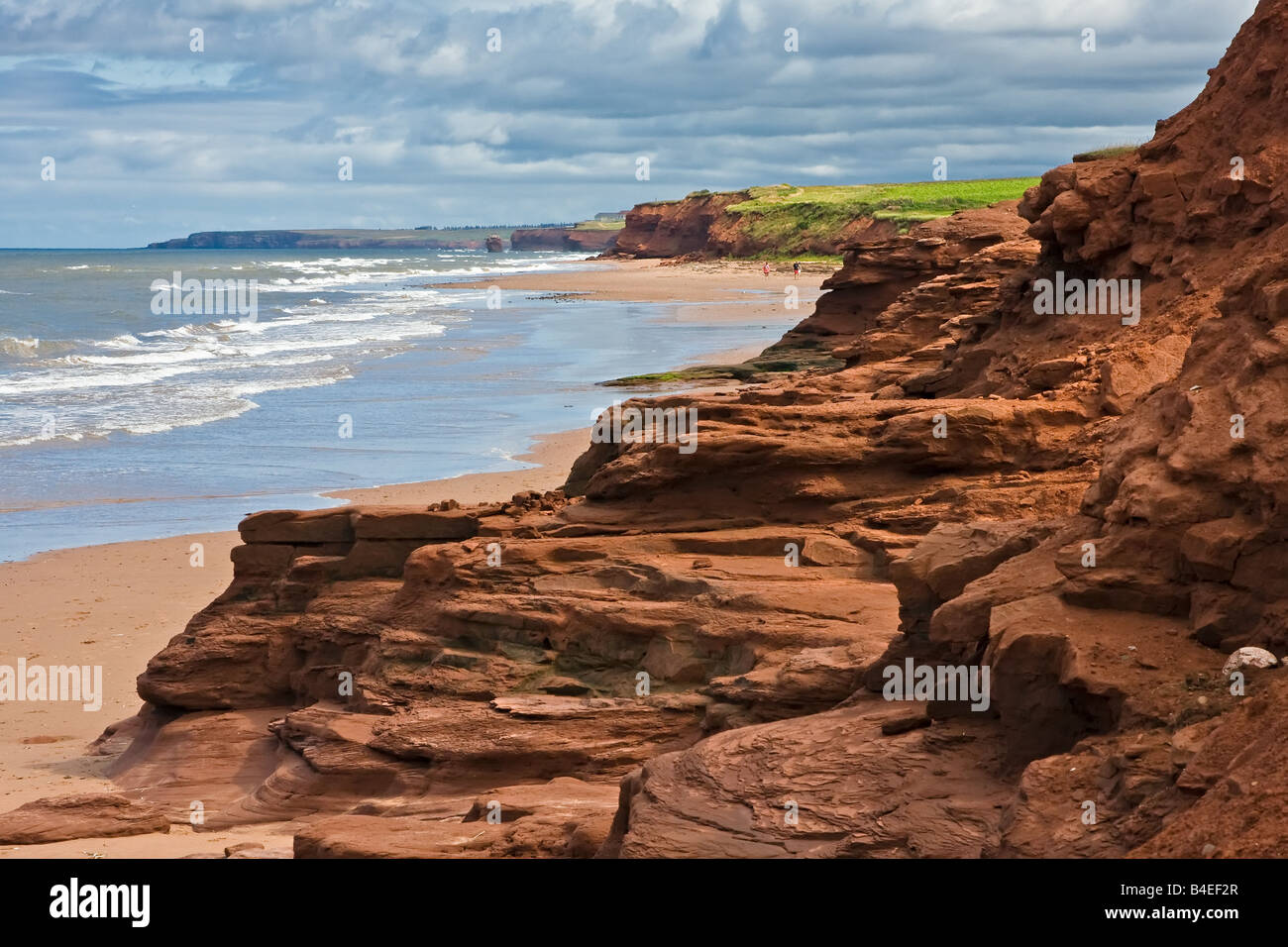 A beach day in Seaview on the north shore of Prince Edward Island Stock