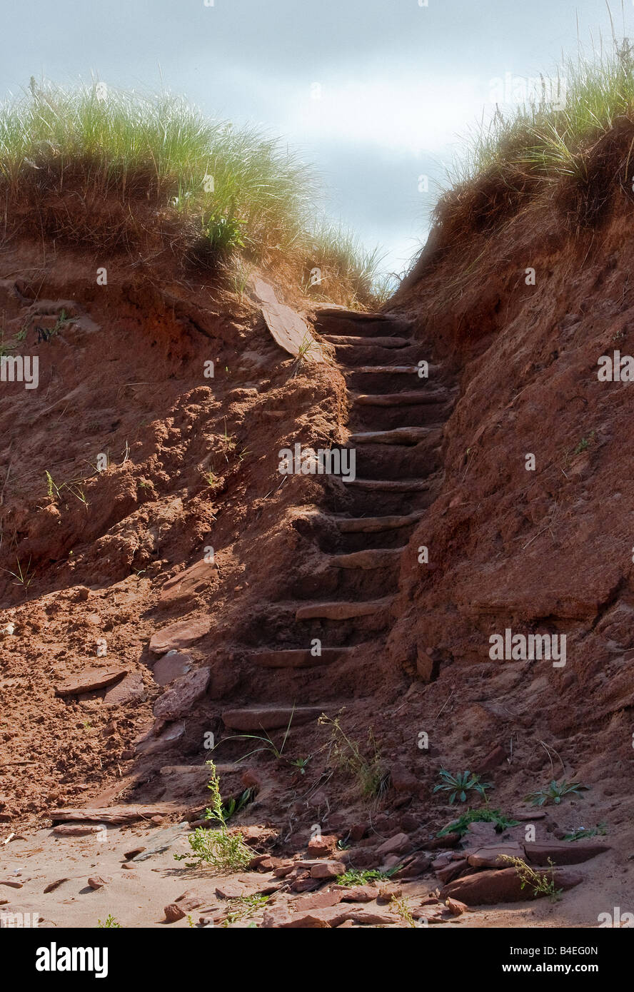 Twelve stone steps made of sand and stone. Stock Photo