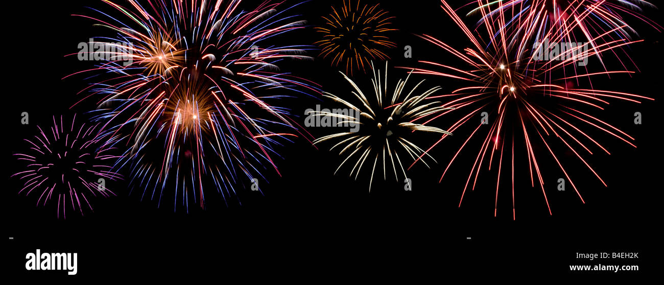fireworks over dunwood Stock Photo