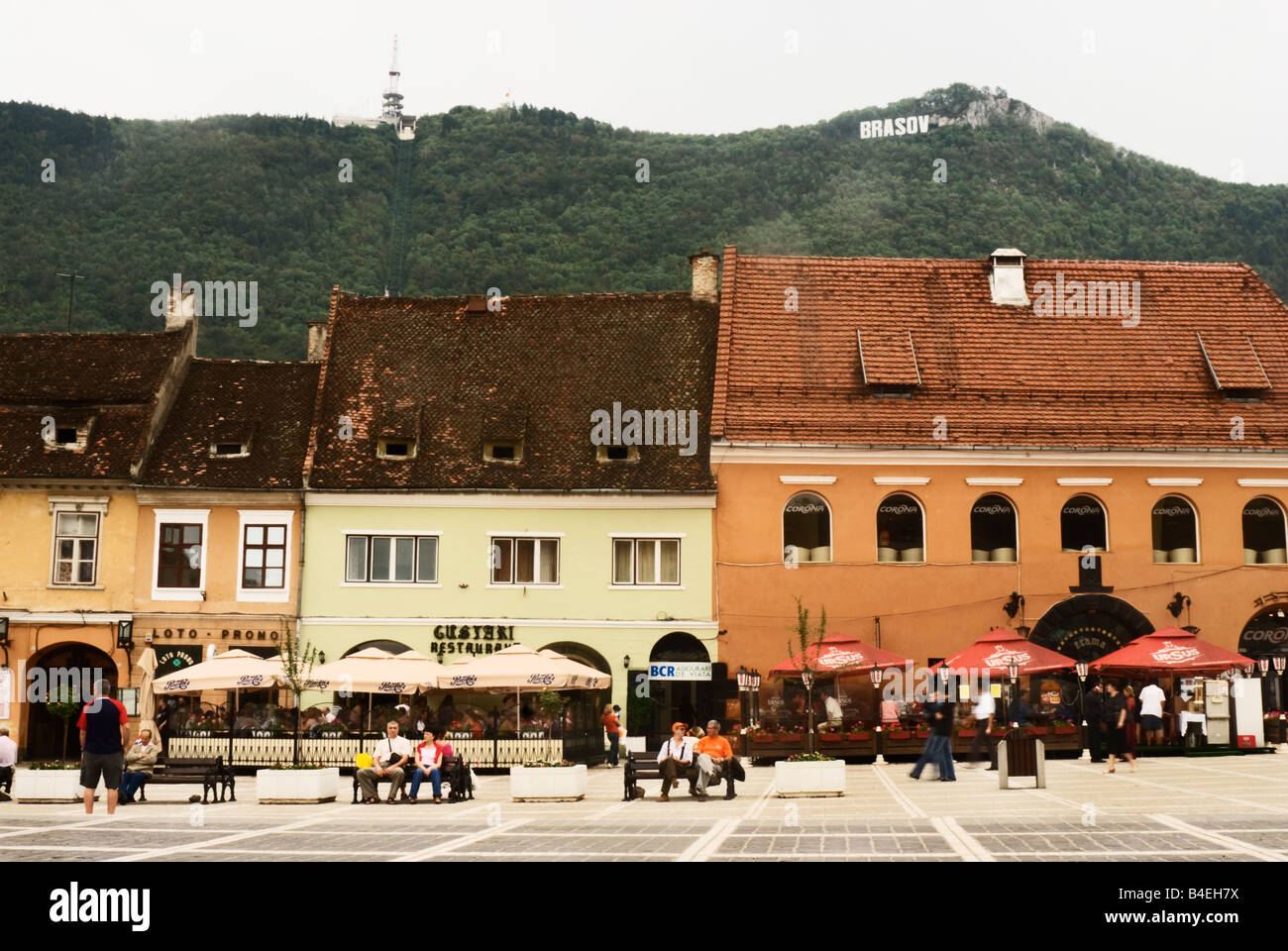 Old Town Square, Brasov, Romania. Stock Photo