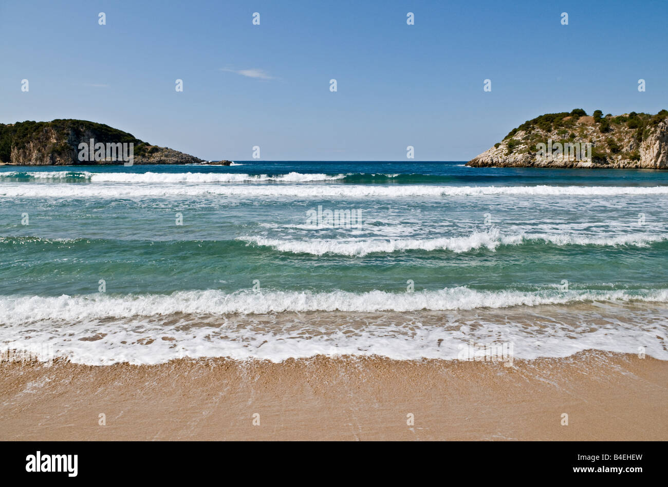 Voidokilia beach just north of Yialova and Pylos on the Messinian coast Southern Peloponnese Greece Stock Photo