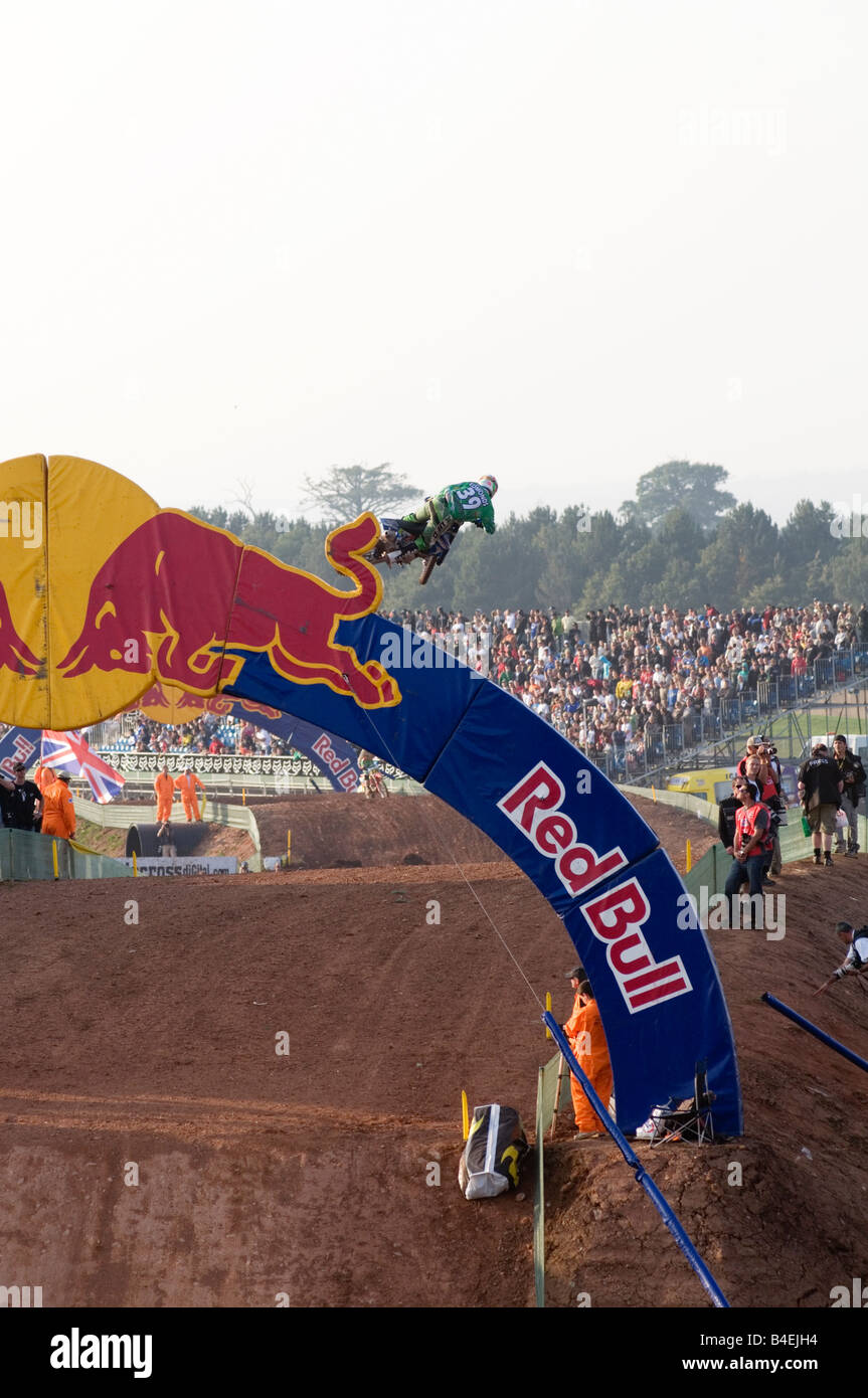 red bull sponsor sponsored moto cross event, sports marketing product branding brand attributes Stock Photo