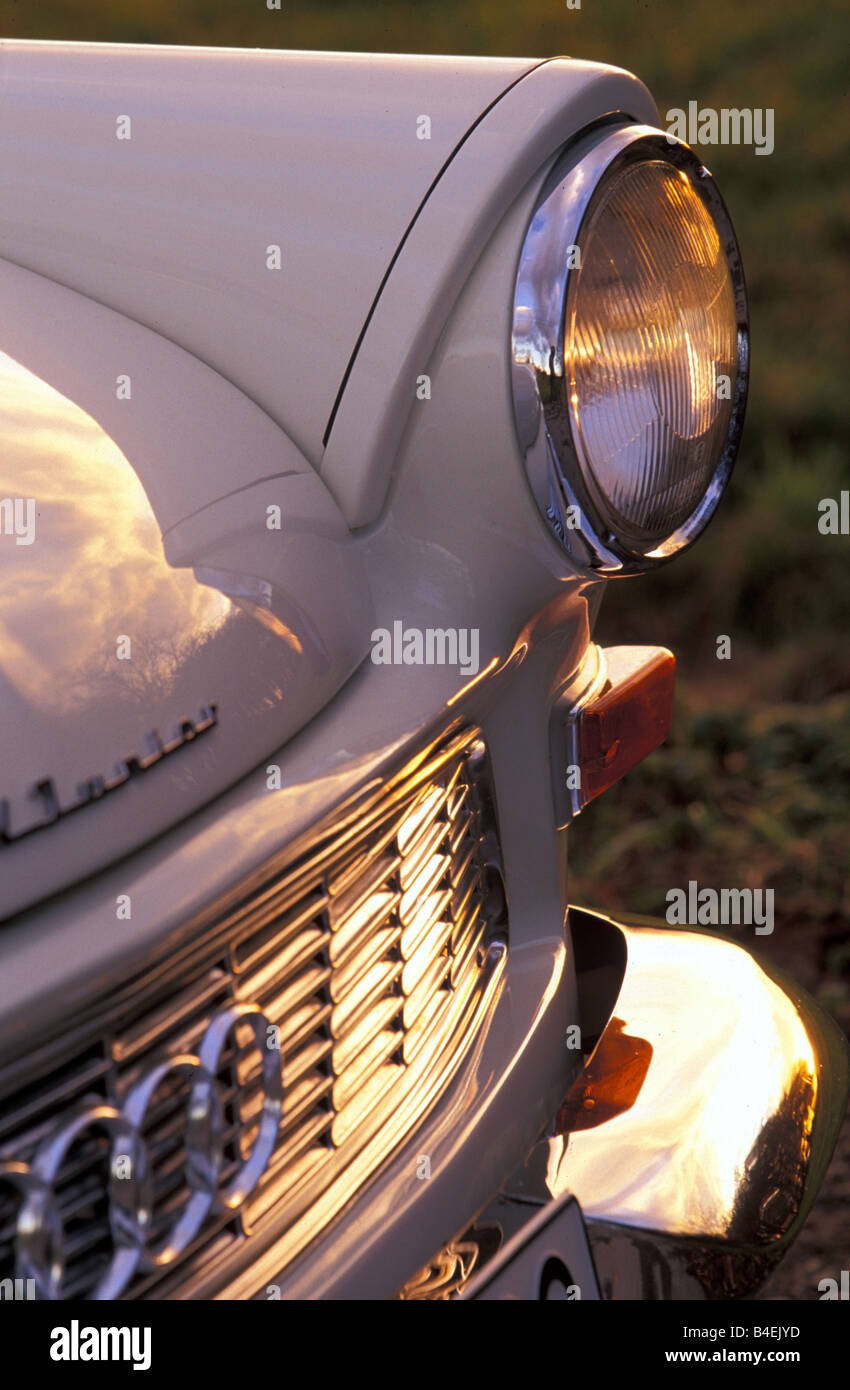 Car, DKW Junior, vintage car, white, model year 1959-1962, 1950s, fifties, 1960s, sixties,  detail, details, headlights, headlig Stock Photo