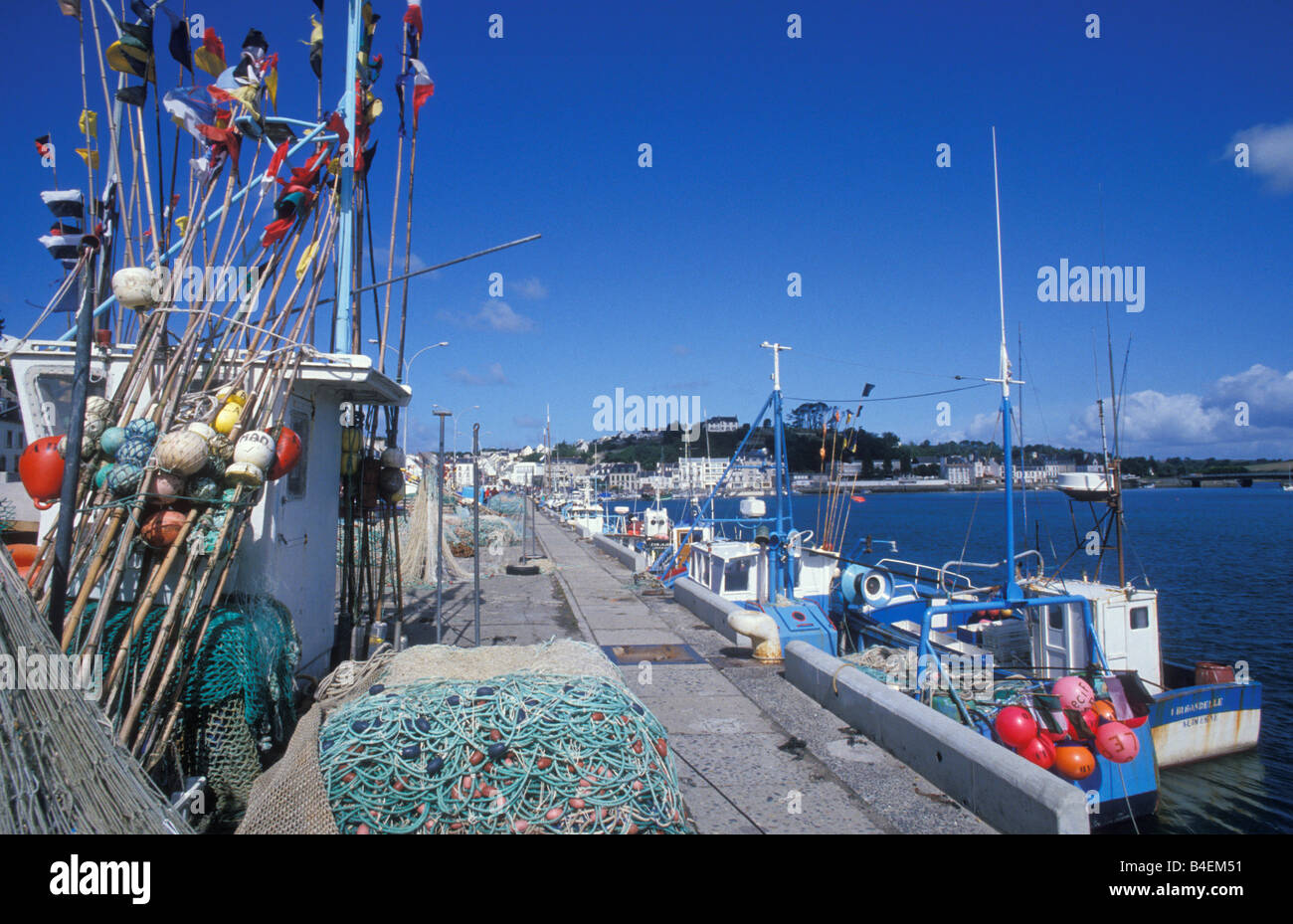 Fishing Boats and Accessories at Harbour of Audierne Brittany France Stock Photo