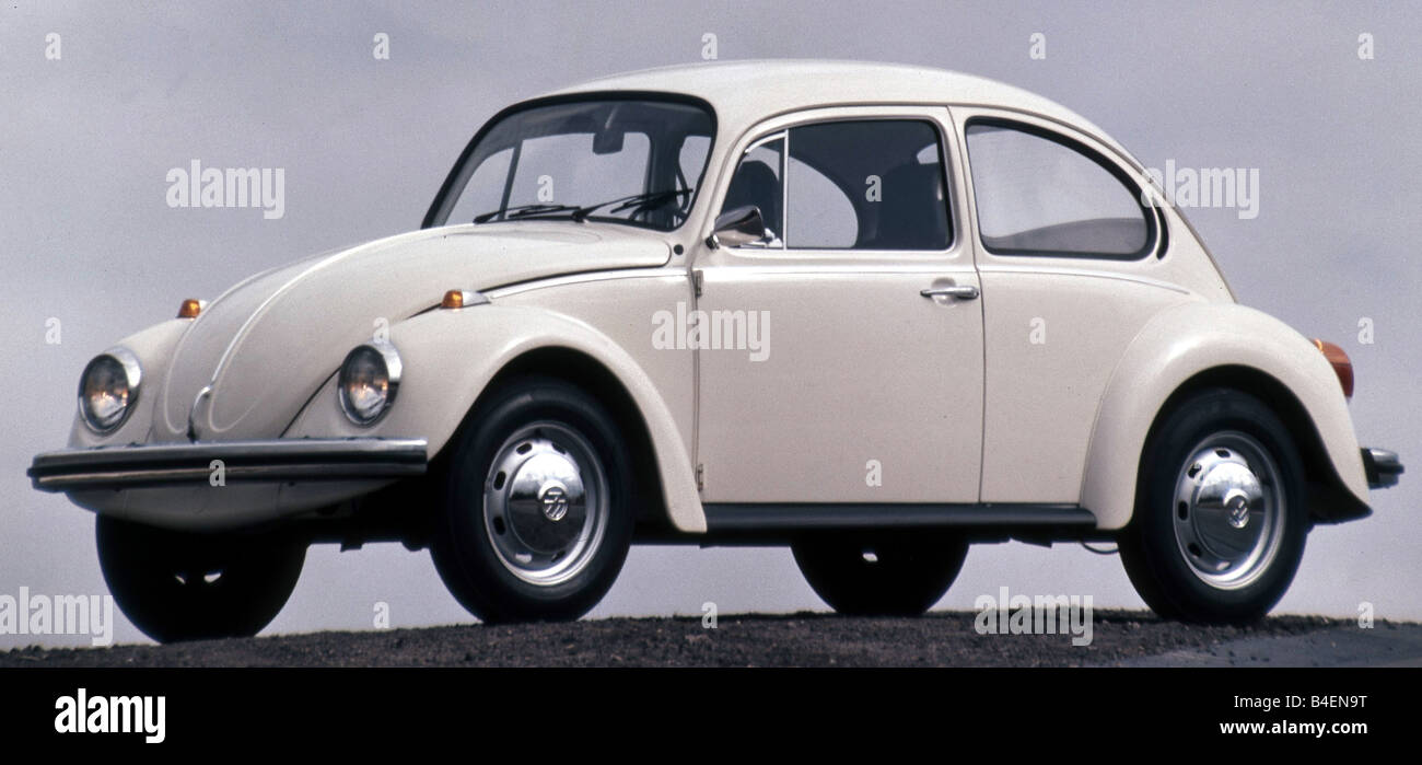 Car, VW, Volkswagen, beetle 1300, model year 1965-1973, white, vintage car, old car, 1960s, sixties, 1970s, seventies, standing, Stock Photo