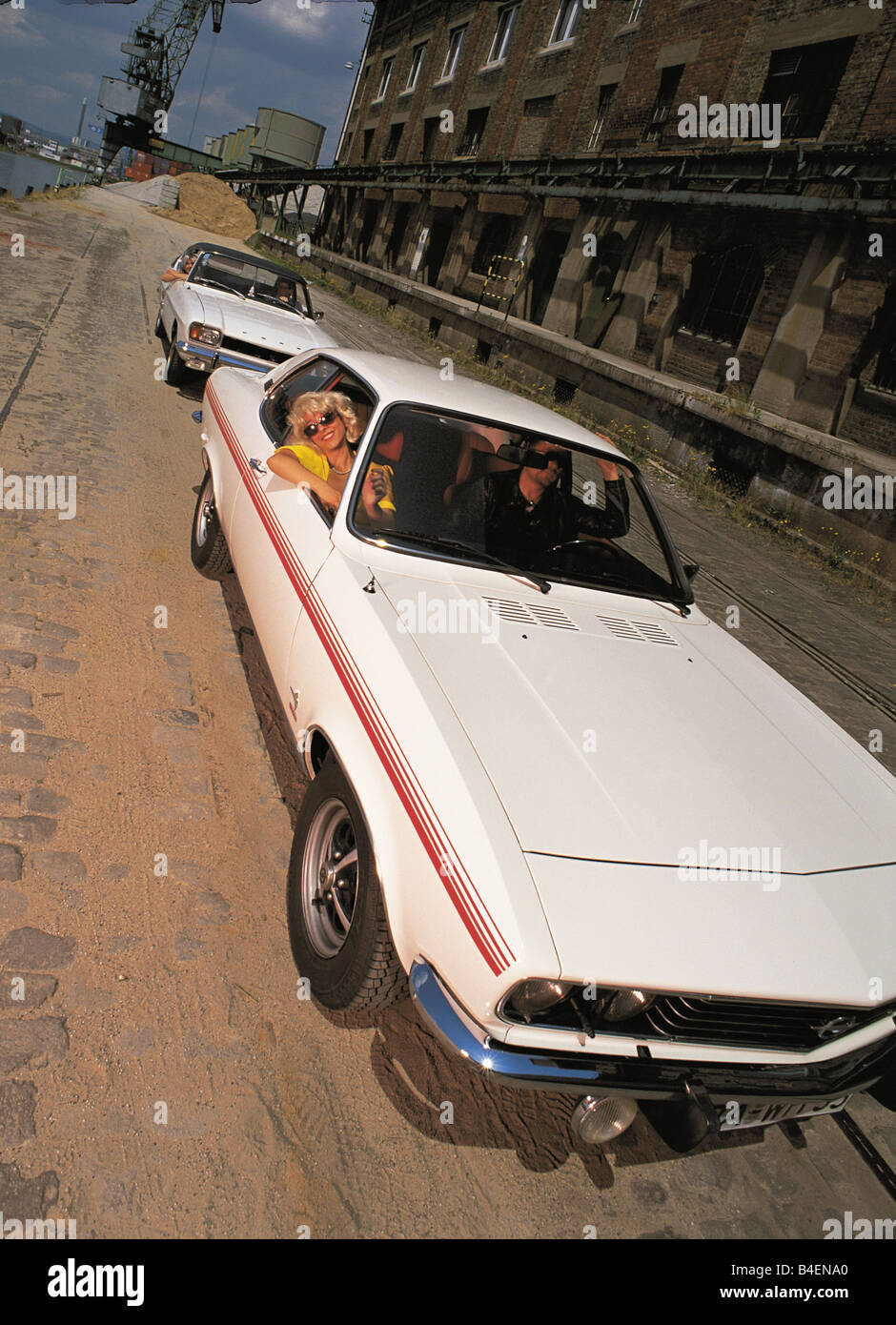 Car, Ford Capri I (model year 1969) und Opel Manta A (model year 1970), old car, 1960s, sixties, 1970s, seventies, standing, pho Stock Photo