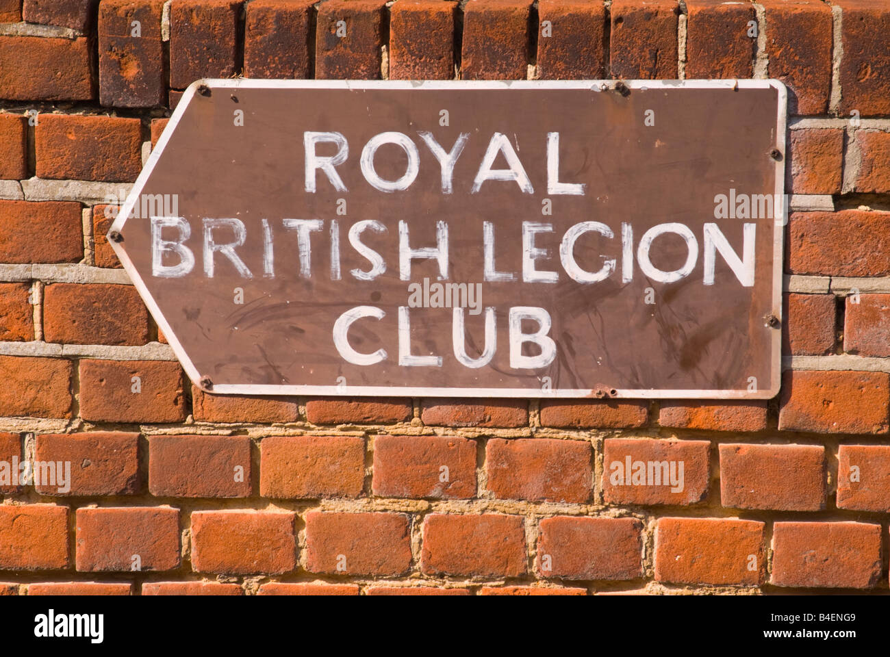 Sign pointing to The Royal British Legion Club in Uk Stock Photo