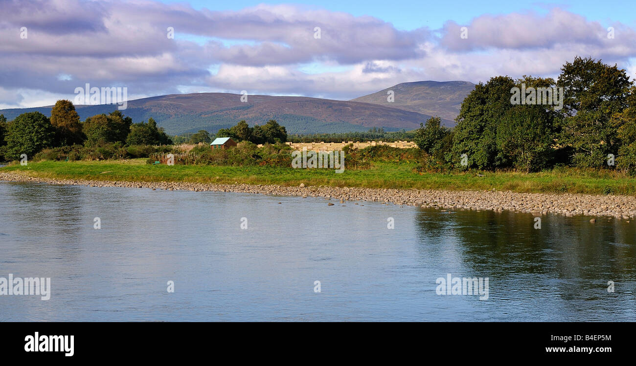 A view accross the river Dee, just accross from the Aboyne flying club Stock Photo