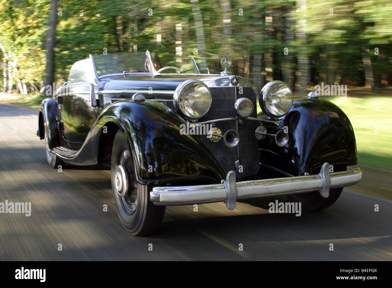 Car, Mercedes 540 K, vintage car, 1930s, thirties, driving, diagonal ...
