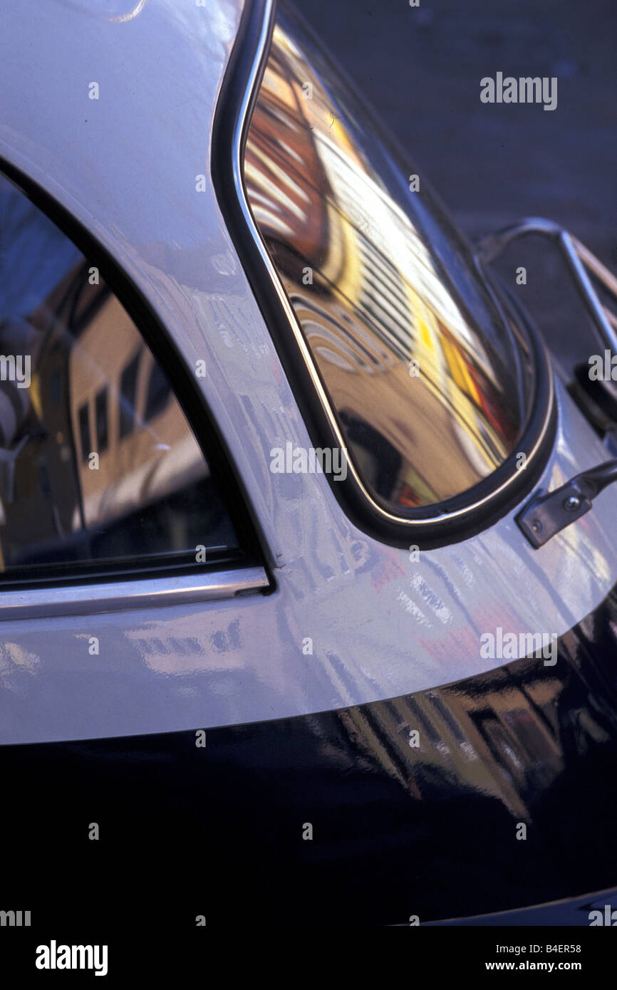 Car, BMW Isetta, vintage car, below 1950s, fifties, white-blue, detail, details, technics, technical, technically, accessory, ac Stock Photo