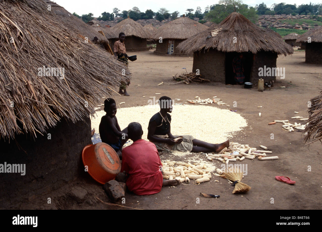 Scene at a village in northern Uganda. Stock Photo
