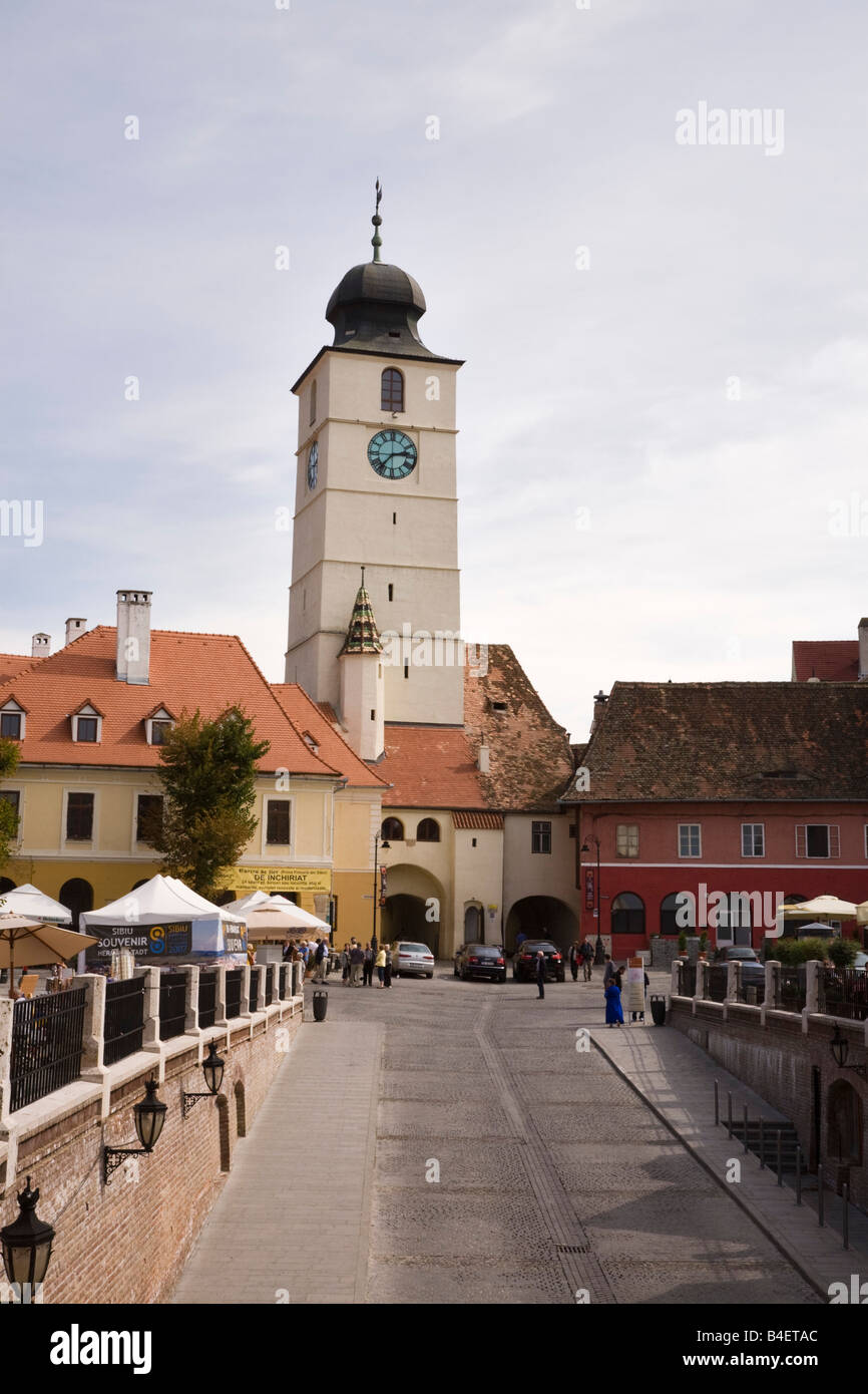 Sibiu, Transylvania, Romania central square at night time. Hermannstadt  city Stock Photo - Alamy