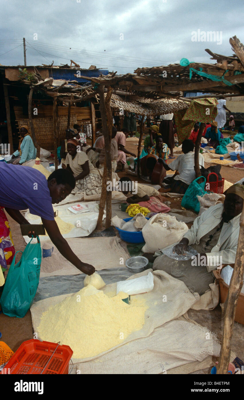 Hawkers at market in village, Uganda Stock Photo