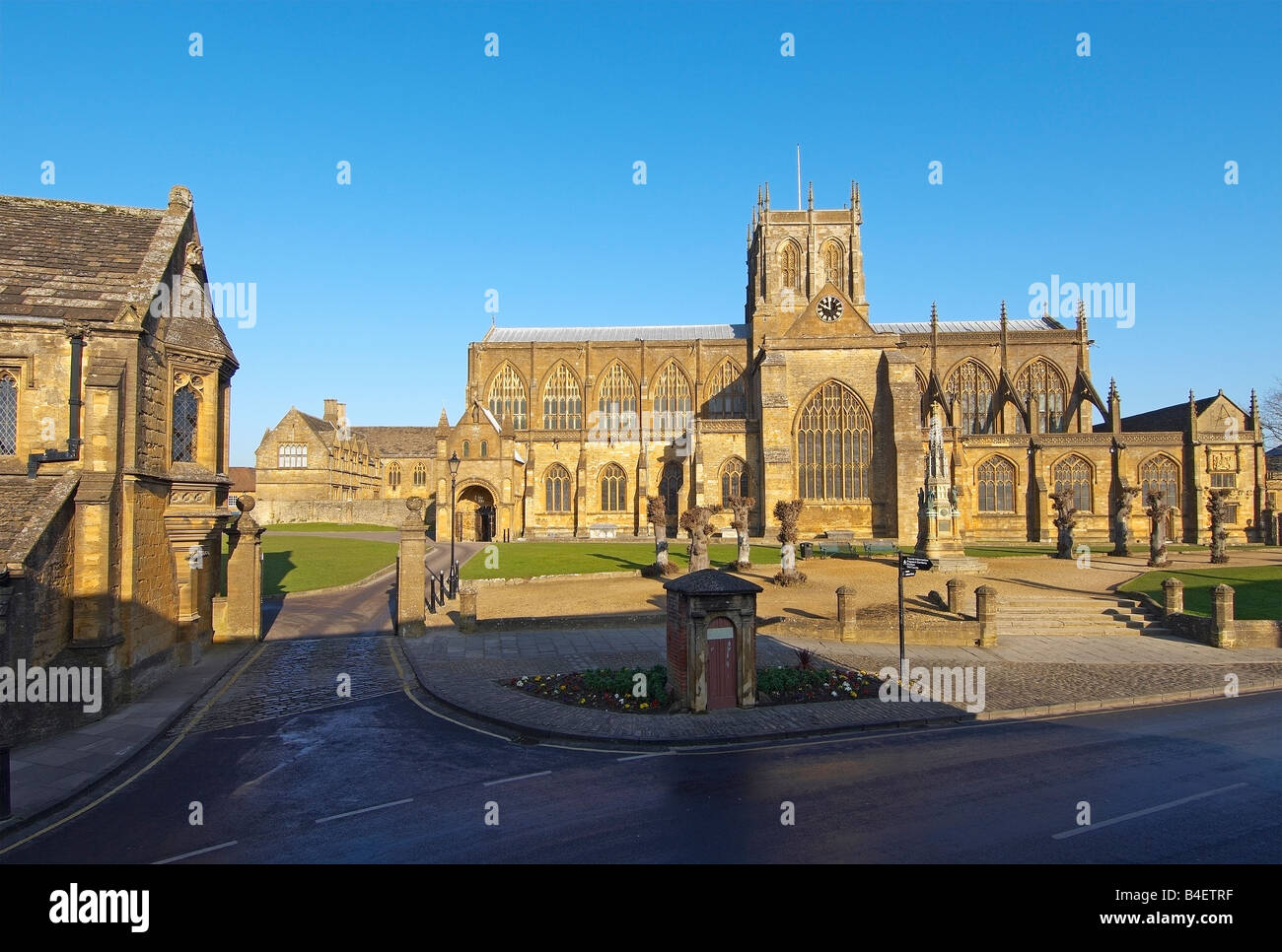 Sherborne Abbey and Sherborne Boys School Sherborne Dorset Stock Photo