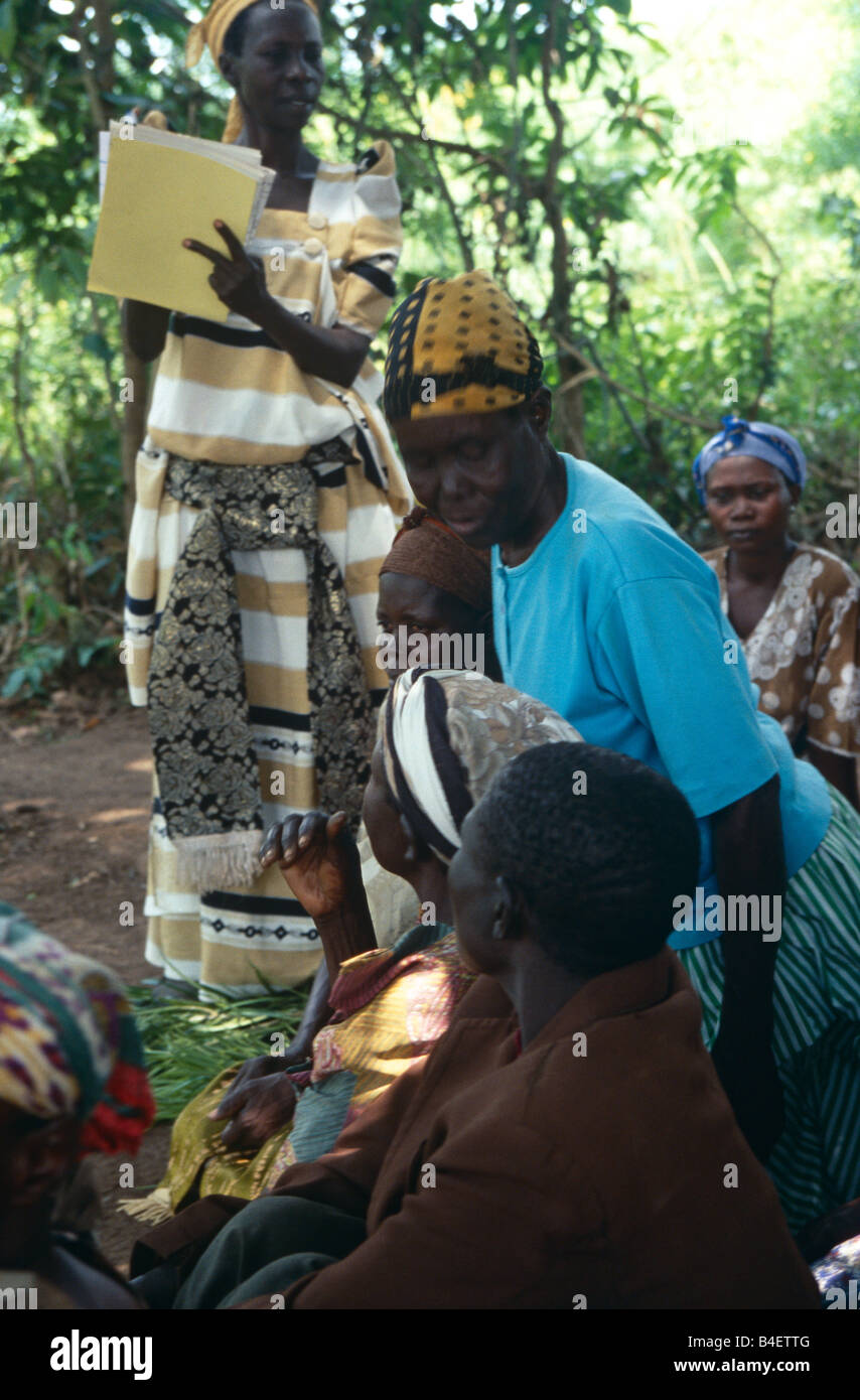 Gathering of female villagers, Uganda Stock Photo