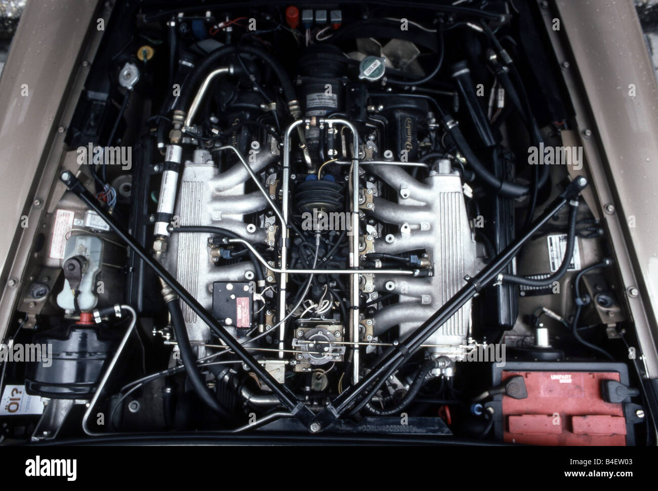 Daimler Double Six, model year 1981, engine compartment, engine , technics, technical, technically, accessory, accessories Stock Photo