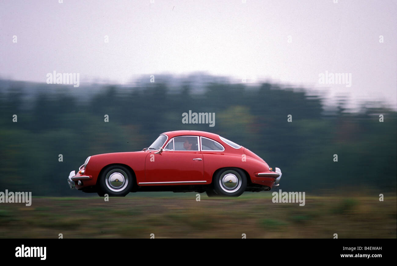Car, Porsche 356 Carrera 2, model year 1963, red, sports car, Coupé, Coupe, red, vintage car, 1960s, sixties, driving, road, cou Stock Photo