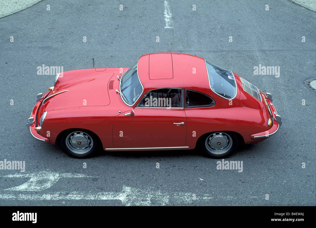 Car, Porsche 356 Carrera 2, model year 1963, red, sports car, Coupé, Coupe, red, vintage car, 1960s, sixties, standing, diagonal Stock Photo