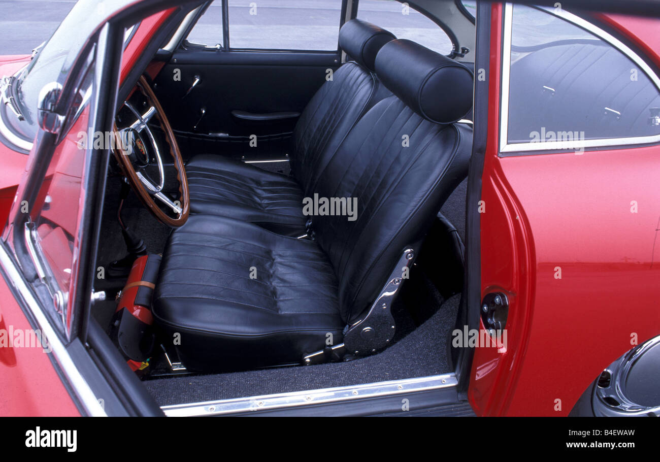 Car, Porsche 356 Carrera 2, model year 1963, red, sports car, Coupé, Coupe,  red, vintage car, 1960s, sixties, interior, seats, d Stock Photo - Alamy
