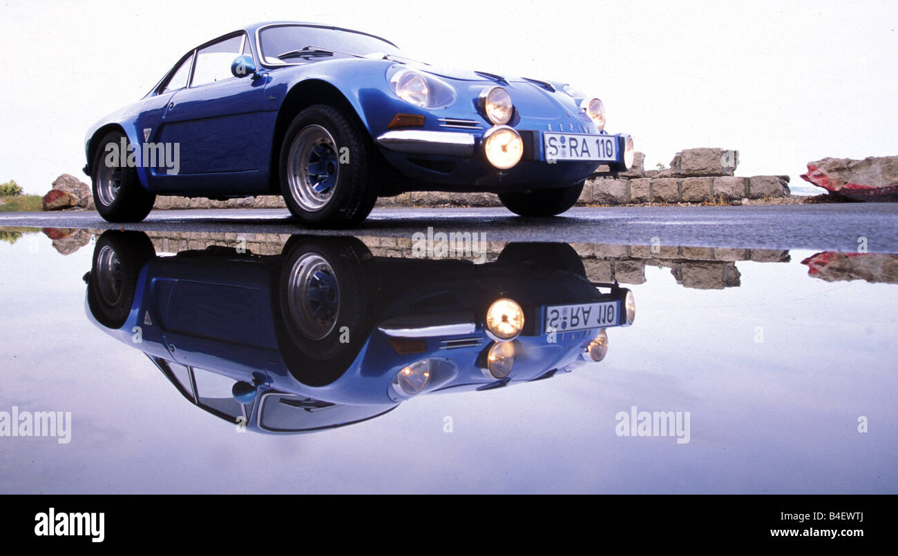 Car, Renault Alpine A110, sports car, Coupé, Coupe, blue, model year 1962-1977, vintage car, 1960s, sixties, standing, diagonal Stock Photo