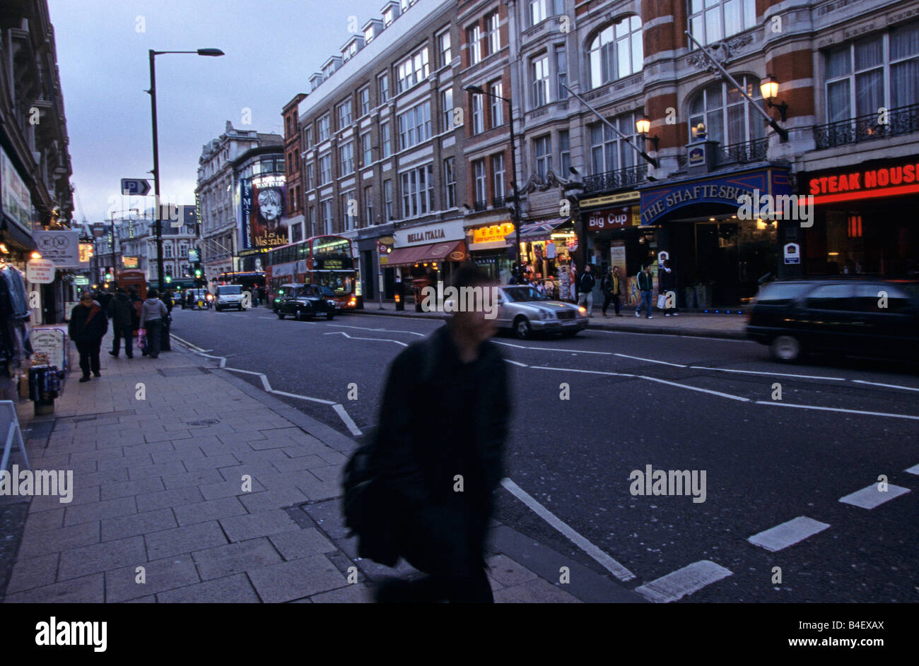 Street scene on Shaftesbury Avenue in London Stock Photo Alamy