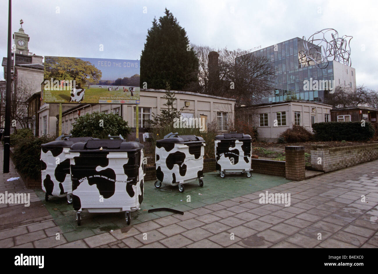 Recycle trash bins on pavement, London, England, UK Stock Photo Alamy