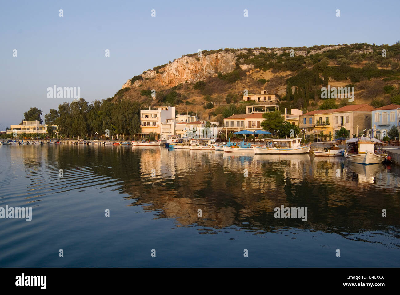 The Fishing Harbour and Town of Aliverion on the Isle of Evia Greek Islands  Aegean Sea Greece Stock Photo - Alamy