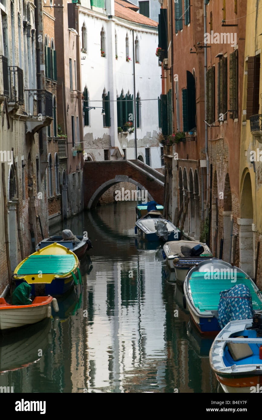 Boats & reflections on the canals of Venice, Italy Stock Photo - Alamy