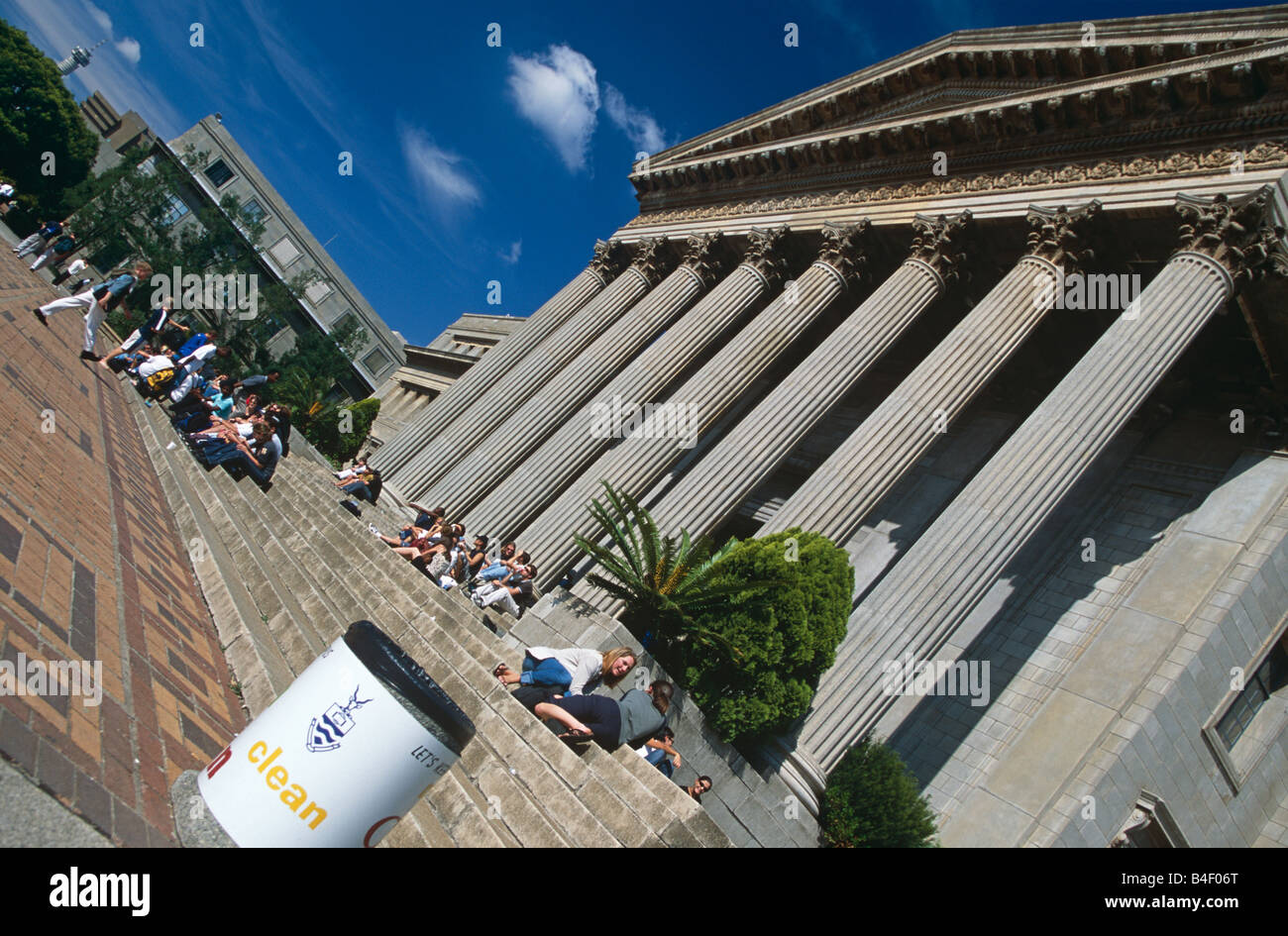 Students relaxing on steps, University of Witwatersrand, Johannesburg, South Africa Stock Photo