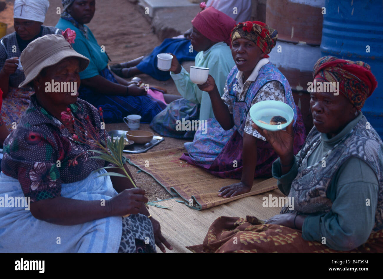 Female villagers socialising in rural South Africa Stock Photo