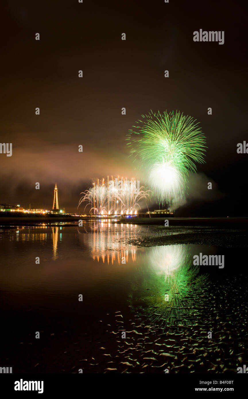Chinese display in the World Fireworks Championships 2008 at Blackpool Lancashire Stock Photo