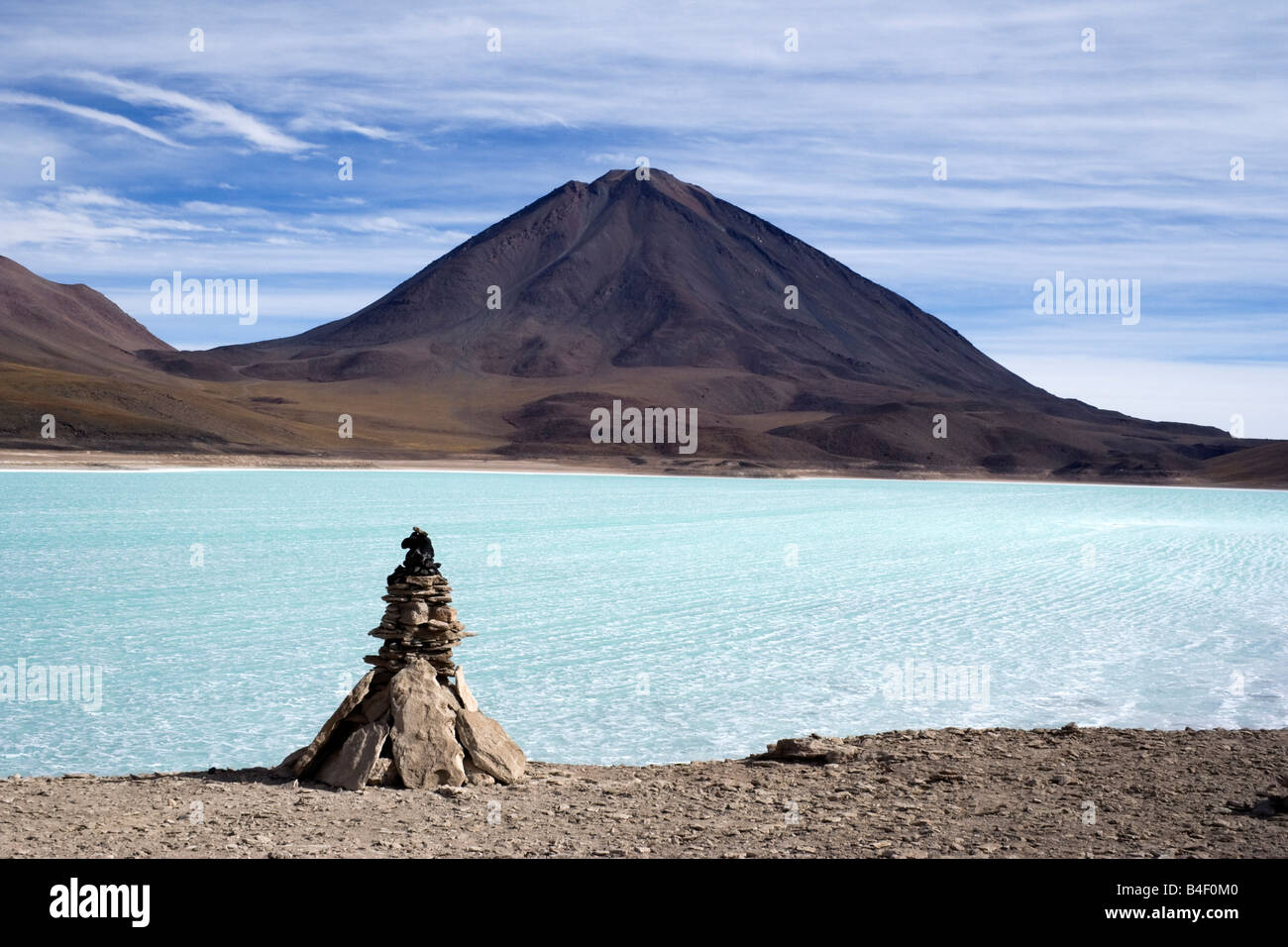 The Laguna Verde Green Lagoon a high altitude lake in the Andes in Southwest Bolivia on the Chilean border Stock Photo