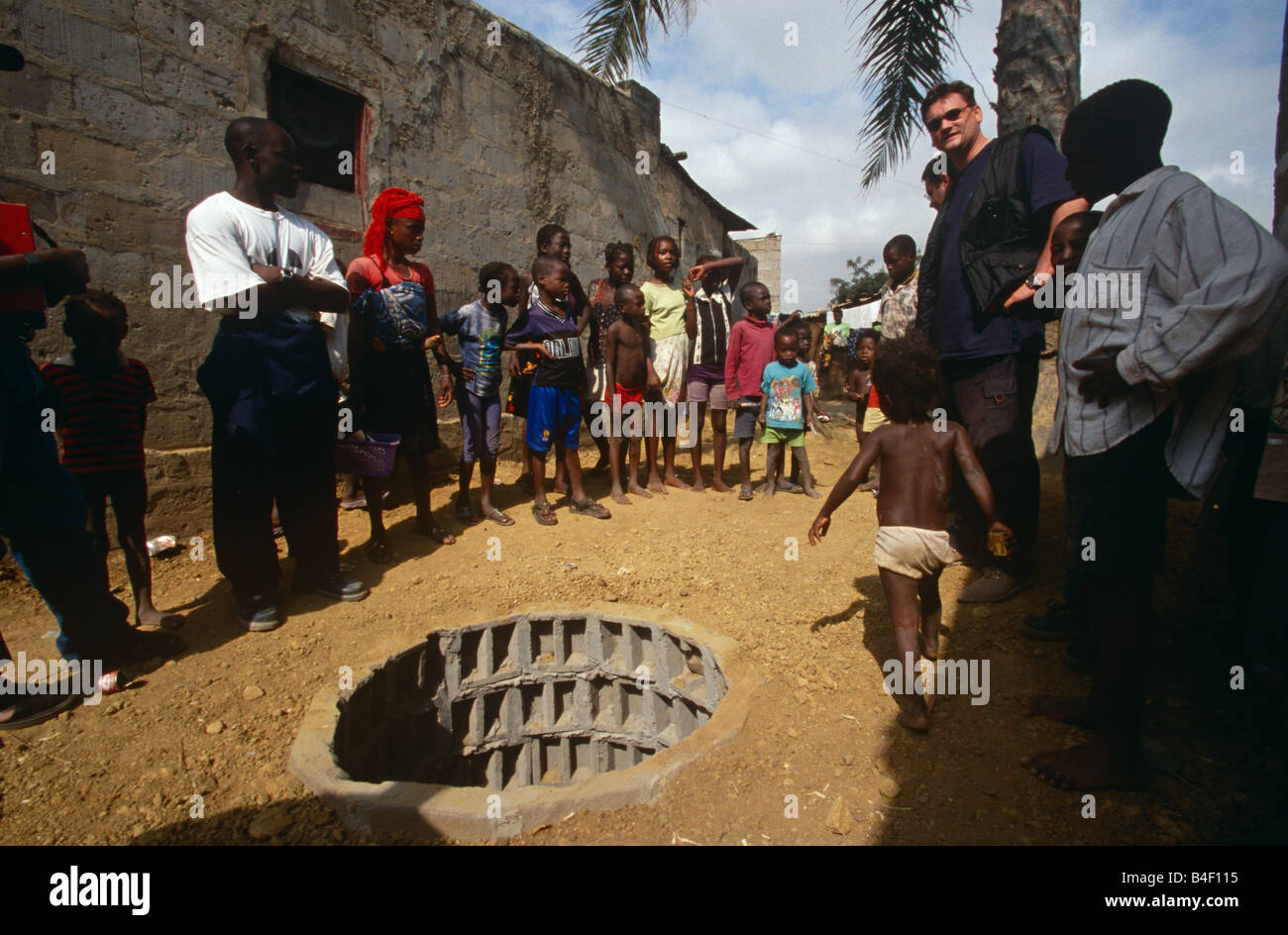 NGO GOAL's cesspit building project at a camp for displaced people in Angola. Stock Photo