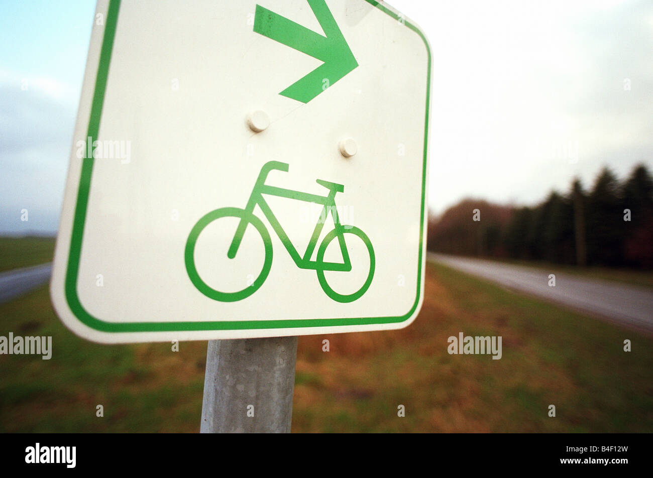 Sign showing a cycle way Stock Photo