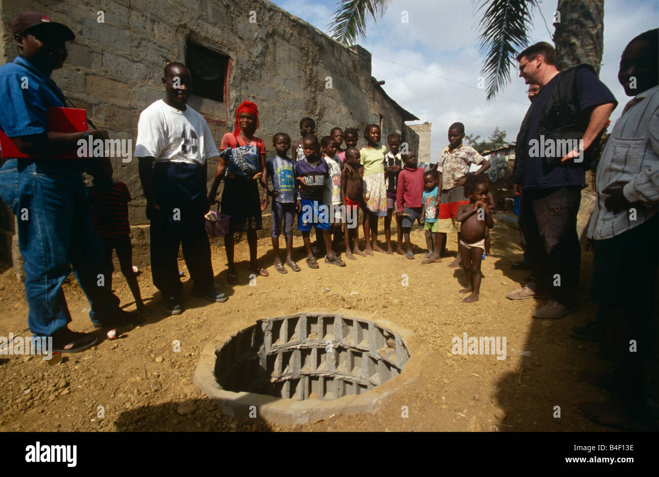 NGO GOAL's cesspit building project at camp, Angola Stock Photo
