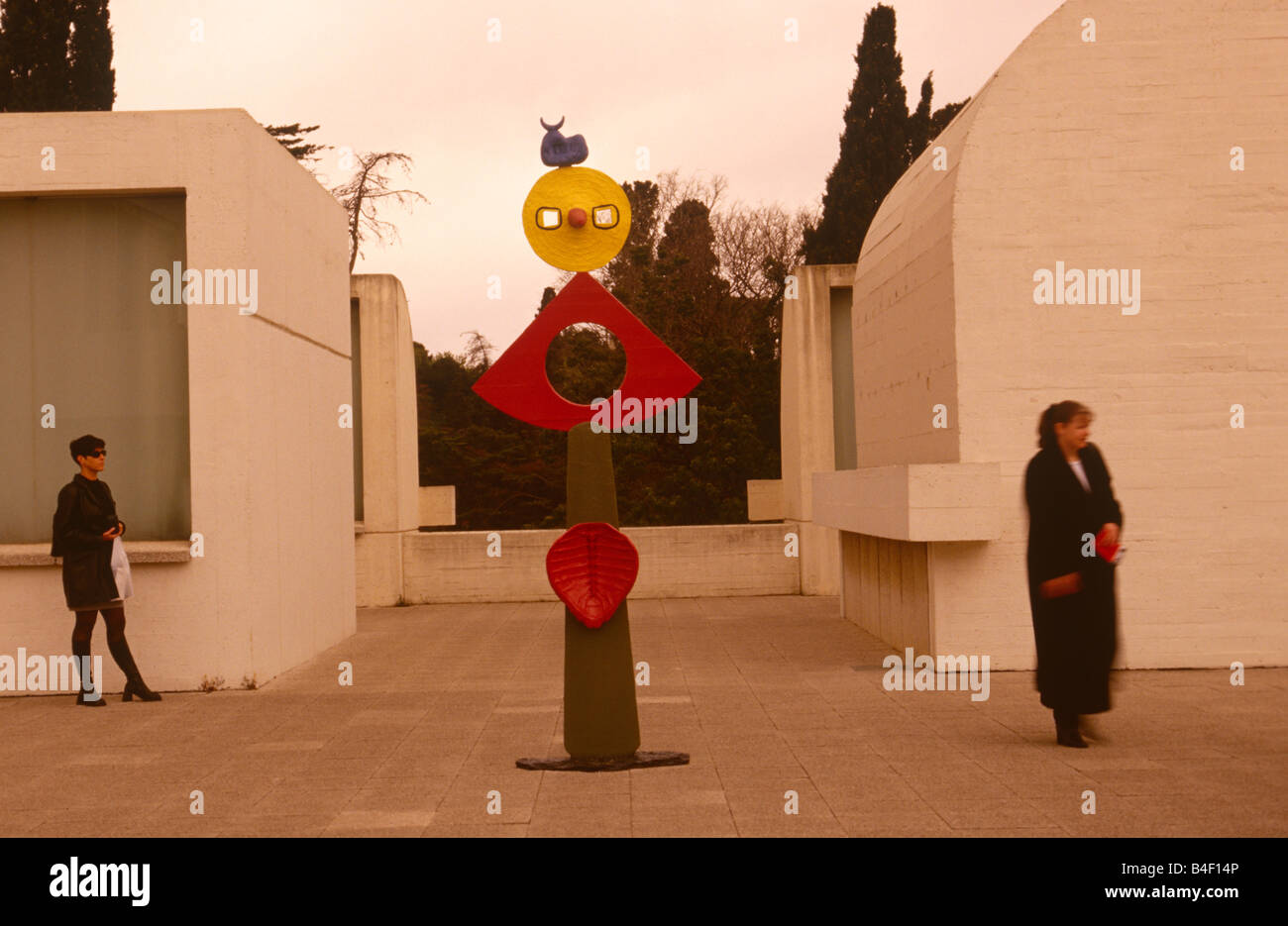 Visitors at modern art exhibit, Fundacio Joan Miro museum, Barcelona, Spain Stock Photo