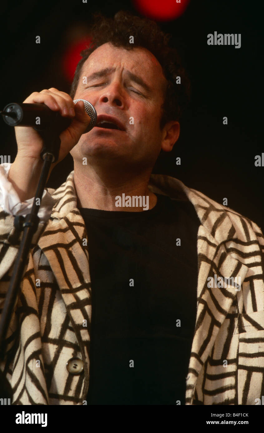 South African musician Johnny Clegg performing on stage. Stock Photo