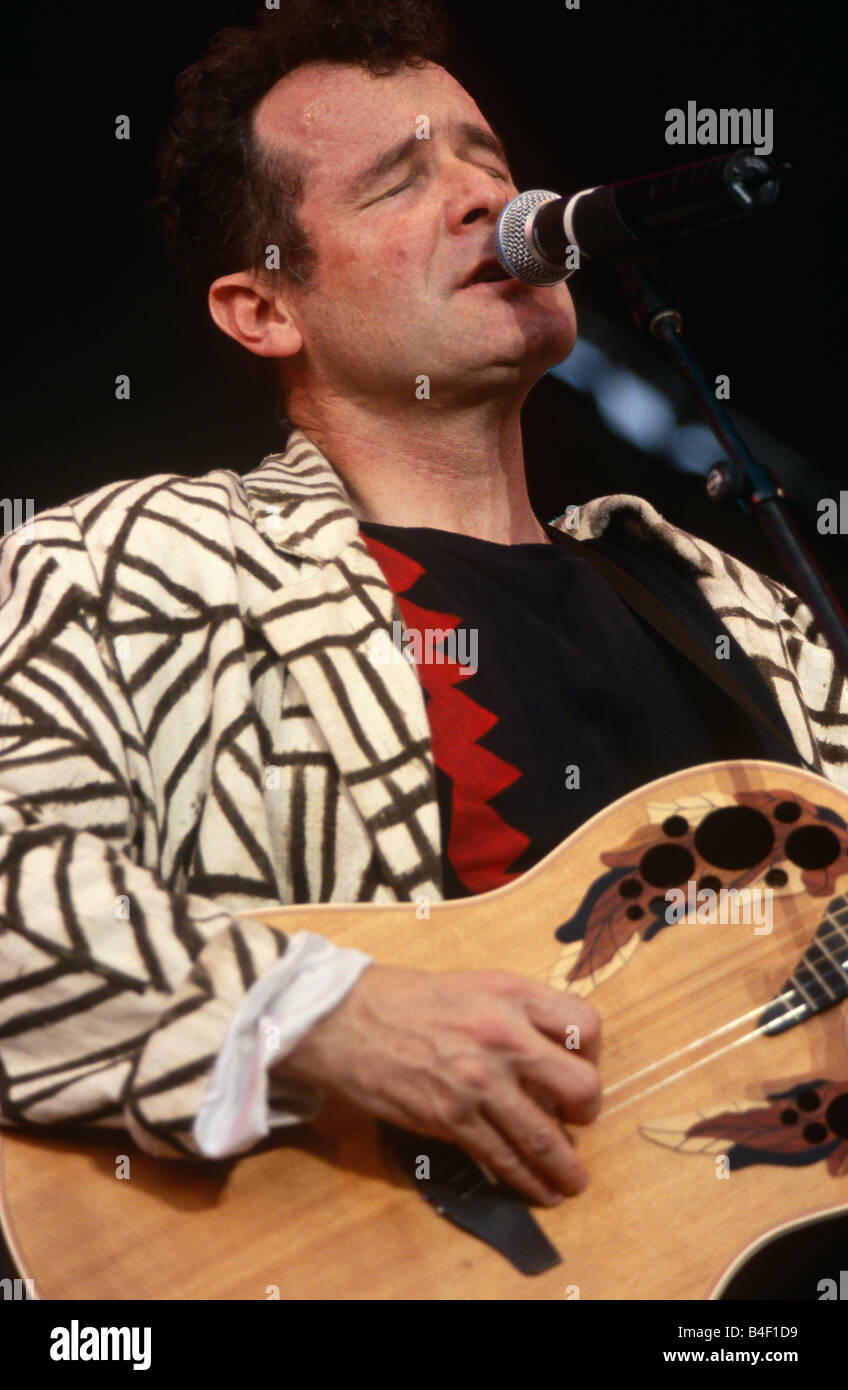 South African musician Johnny Clegg performing on stage. Stock Photo