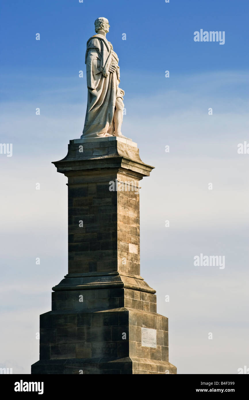 Monument to Admiral Lord Collingwood situated near Tynemouth overlooking the River Tyne, North Tyneside, England Stock Photo