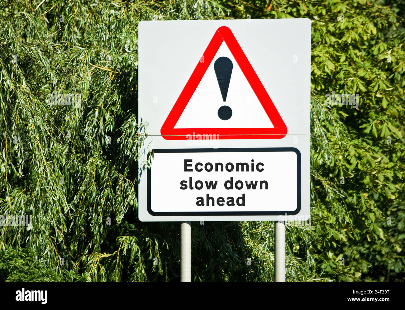 Financial concept warning of economic slowdown, recession, ahead England UK Stock Photo