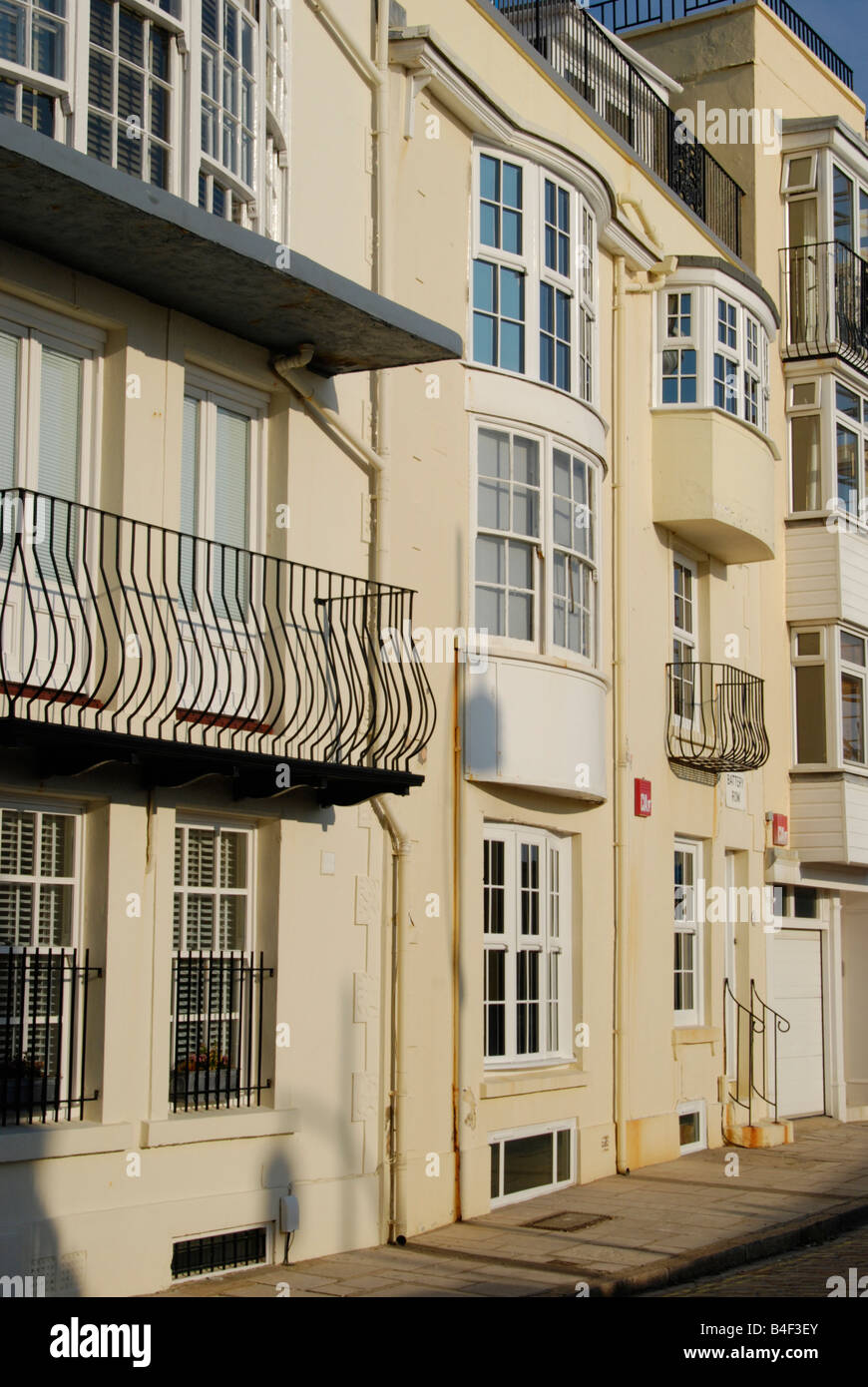 Historical terraced houses in Battery Row Old Portsmouth Hampshire England Stock Photo