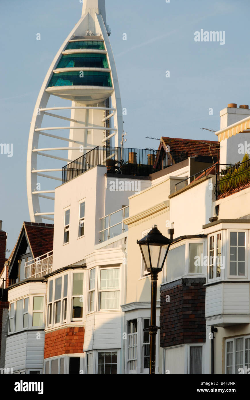 Broad Street in Old Portsmouth with the Spinnaker Tower in the distance Hampshire England Stock Photo