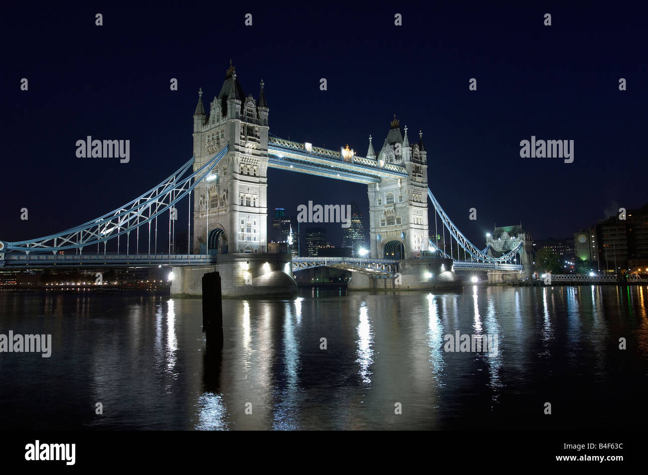 Tower Bridge illumunated at night London England Stock Photo