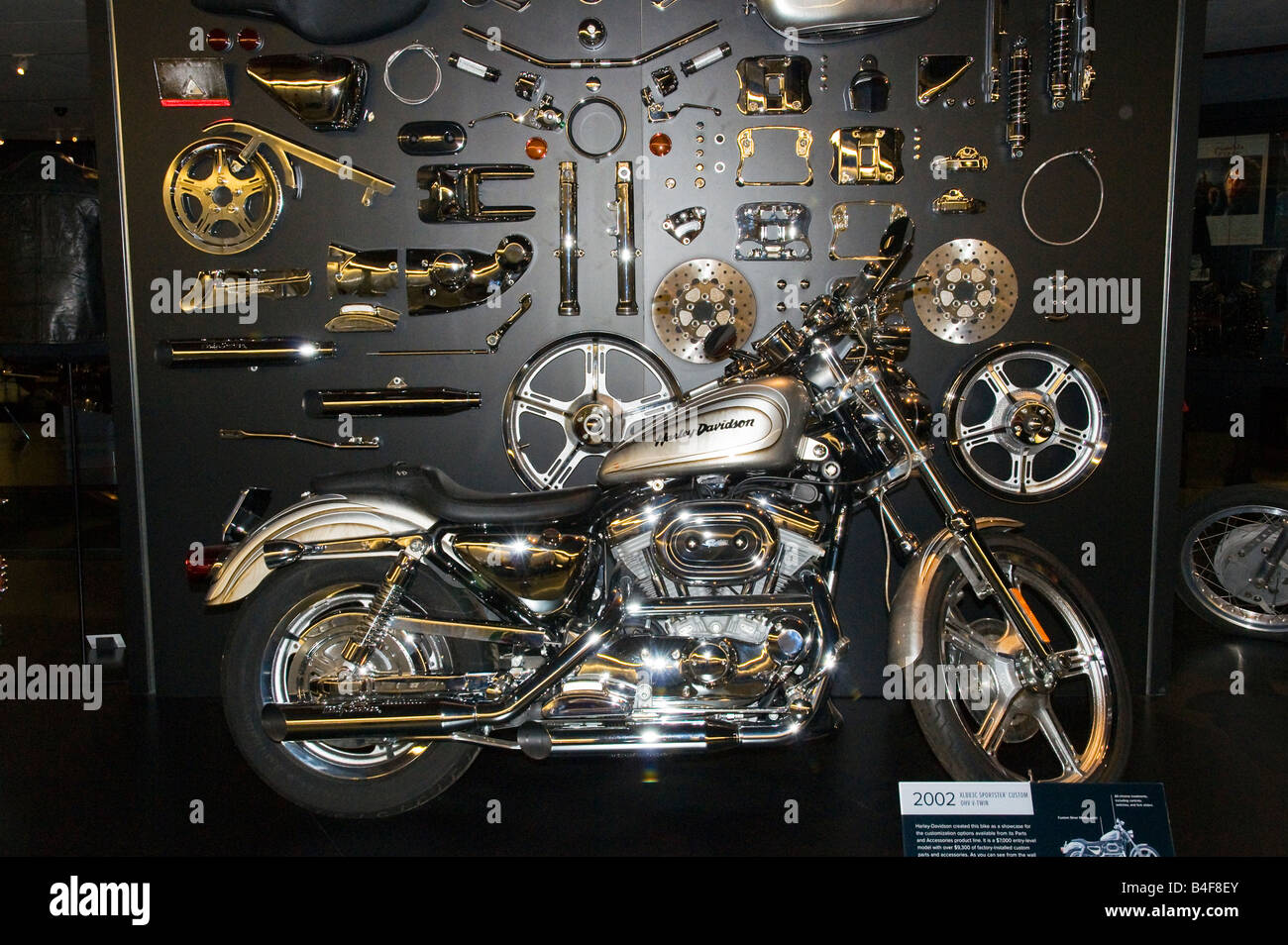 2002 Harley Sportster & Accessories display at companies museum in Milwaukee, Wisconsin,USA Stock Photo - Alamy