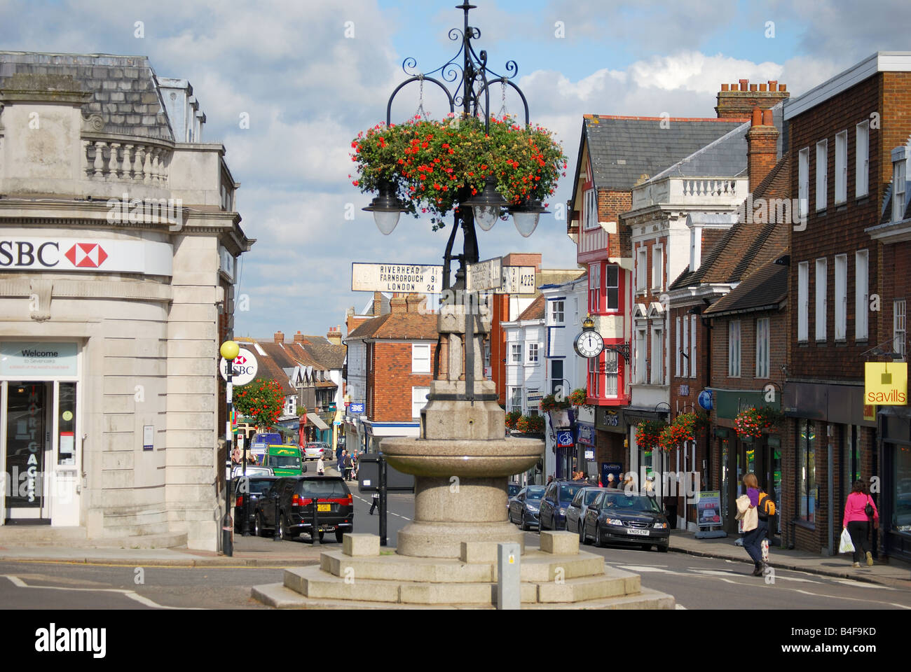Old sign post on High Street, Sevenoaks, Kent, England, United Stock