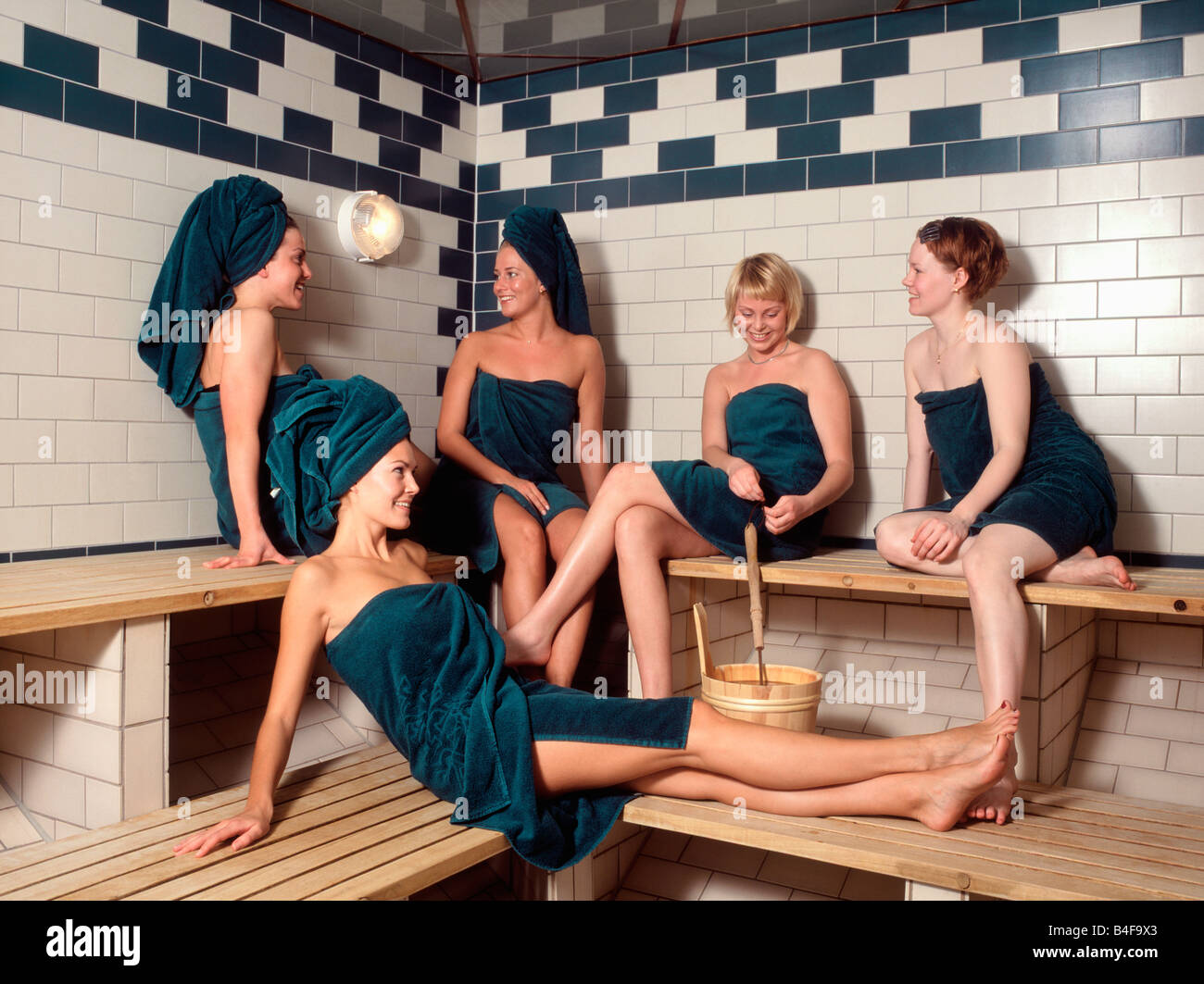 GROUP OF WOMEN IN SAUNA Stock Photo - Alamy.
