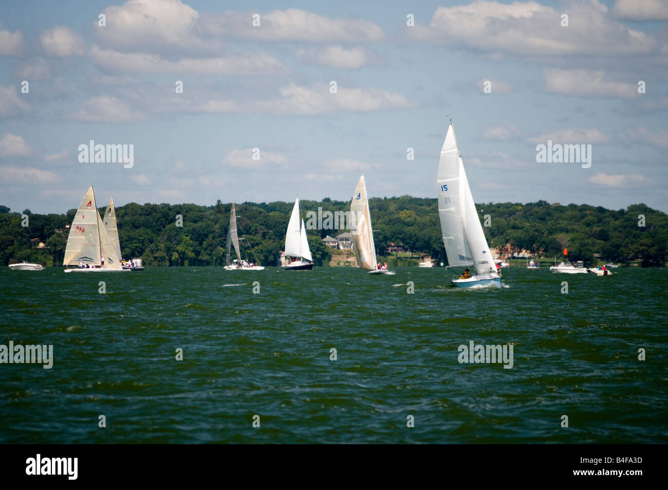 Sailboats on Lake Mendota Madison Wisconsin 24 Aug 2008 late morning